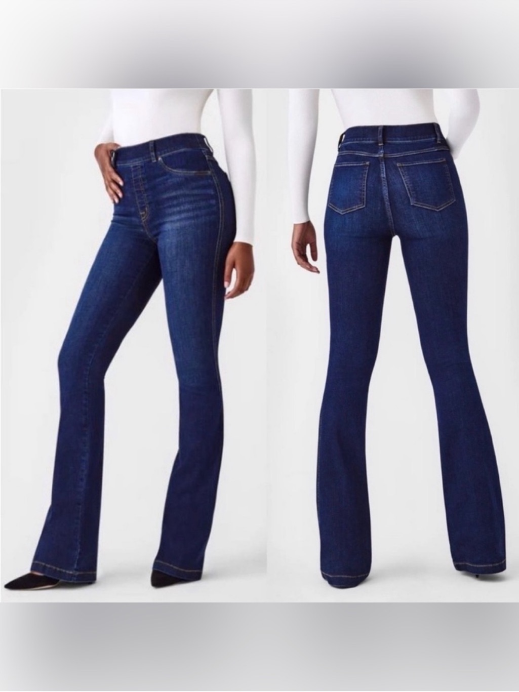 Spanx 20327r Flare In Midnight Shade Pull-On Stretch Denim Jeans Size M